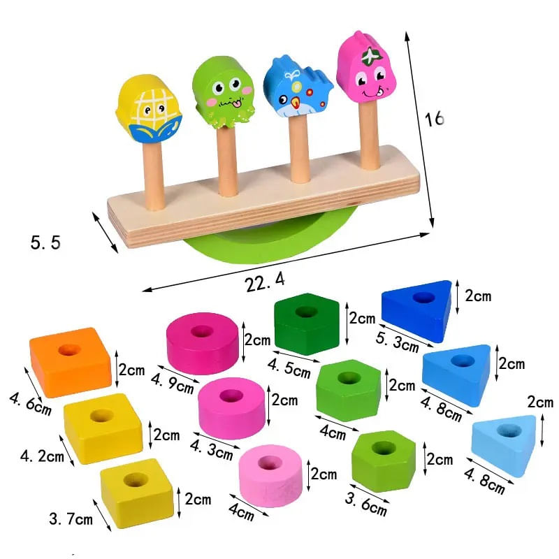 Jucarii, Copii si Bebe - Jucarii si jocuri - Jucarii & jocuri educative - Jocuri si jucarii educative - Joc de echilibru si sortare, Balanta cu Animale si Fructe, forme geometrice, 4 coloane, Montessori, + 3 ani, Edujucarii - Infinity.ro
