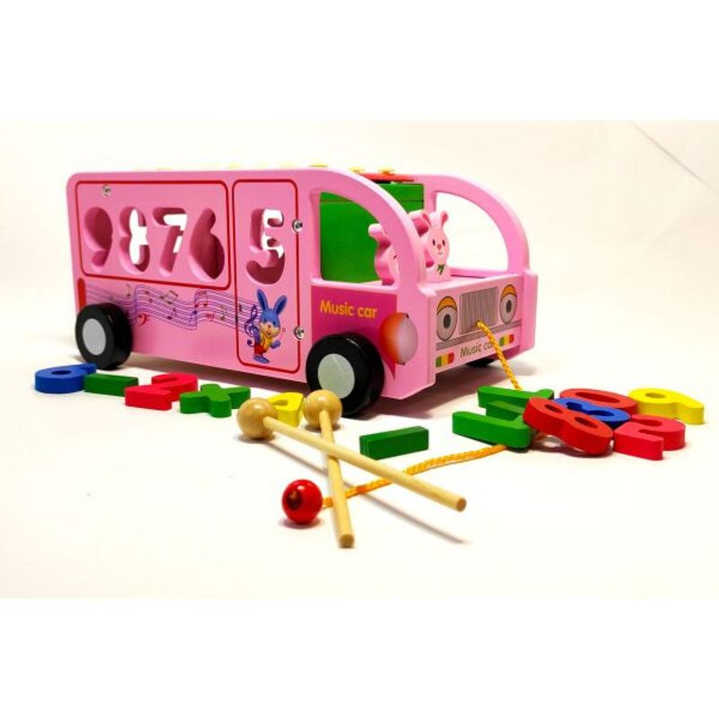 Jucarii, Copii si Bebe - Jucarii si jocuri - Jucarii & jocuri educative - Jocuri si jucarii educative - Autobuz educativ cu cifre si xilofon, lemn, Digital Percussion Bus, 3 ani+, EduJucarii - Infinity.ro