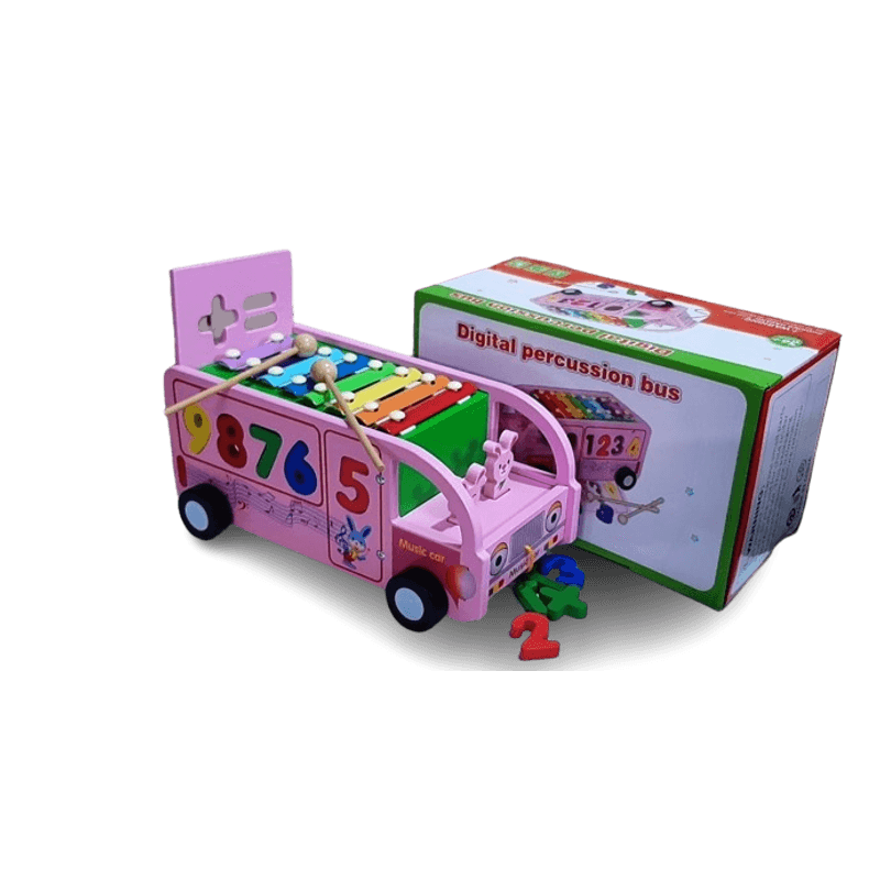 Jucarii, Copii si Bebe - Jucarii si jocuri - Jucarii & jocuri educative - Jocuri si jucarii educative - Autobuz educativ cu cifre si xilofon, lemn, Digital Percussion Bus, 3 ani+, EduJucarii - Infinity.ro