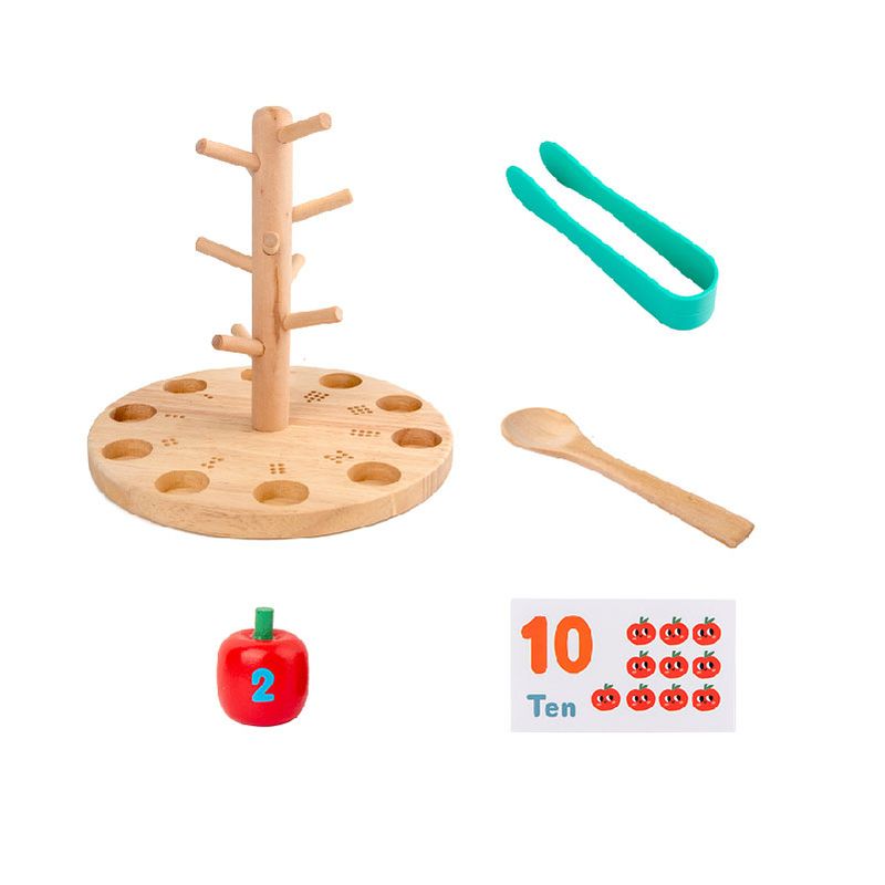 Jucarii, Copii si Bebe - Jucarii si jocuri - Jucarii & jocuri educative - Jocuri de memorie si inteligenta - Joc Montessori de Matematica si Indemanare, Pomul cu Mere, 10 mere, 10 cartonase, 3 ani+, EduJucarii - Infinity.ro