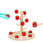 Jucarii, Copii si Bebe - Jucarii si jocuri - Jucarii & jocuri educative - Jocuri de memorie si inteligenta - Joc Montessori de Matematica si Indemanare, Pomul cu Mere, 10 mere, 10 cartonase, 3 ani+, EduJucarii - Infinity.ro