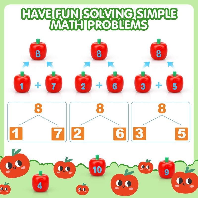 Jucarii, Copii si Bebe - Jucarii si jocuri - Jucarii & jocuri educative - Jocuri de memorie si inteligenta - Joc Montessori de Matematica si Indemanare, Pomul cu Mere, 10 mere, 10 cartonase, 3 ani+, EduJucarii - Infinity.ro