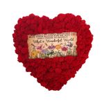 Casa si Gradina - Decoratiuni - Obiecte decorative - Accesorii decorative - Decoratiune pentru interior, inima cu licheni naturali stabilizati si mesaj, What a Wonderful World, 32 cm, rosu - Infinity.ro
