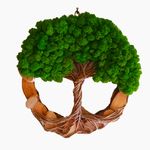 Casa si Gradina - Decoratiuni - Obiecte decorative - Accesorii decorative - Decoratiune interior, copacul vietii cu licheni pe cerc din rondele de lemn, 35 cm, verde - Infinity.ro