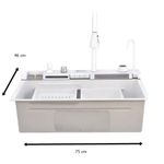 Casa si Gradina - Sanitare - Chiuveta bucatarie si accesorii - Chiuvete bucatarie - Chiuveta bucatarie multifunctionala, Dus Extractabil, Tocator Lemn, LCD Temperatura, 2 Jeturi Apa, Alb, 75x46 cm - Infinity.ro