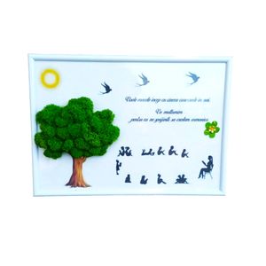 Decoratiune interior, tablou cu licheni, clasa de elevi, pentru invatatoare, profesoara, educatoare, diriginta, verde