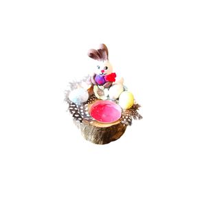 Decoratiune interior, suport lumanare, iepuras de Paste, 10x8 cm