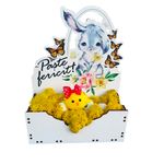 Market - Cadouri - Flori si aranjamente - Aranjament cu licheni naturali stabilizati in cutie de lemn, iepuras, 16,5x12,5x5 cm, galben - Infinity.ro