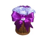 Market - Cadouri - Flori si aranjamente - Aranjament flori de satin, realizat manual, 16x14 cm, mov - Infinity.ro