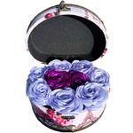 Market - Cadouri - Flori si aranjamente - Aranjament flori satin, cufar cu 9 trandafiri, 20x15 cm, mov - Infinity.ro
