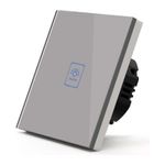 Casa si Gradina - Electrice - Distributie electrica si comanda - Intrerupatoare - Intrerupator Touch Techstar® TG02, Sticla Securizata, Design Modern, Iluminare LED, 1 Faza, Gri - Infinity.ro