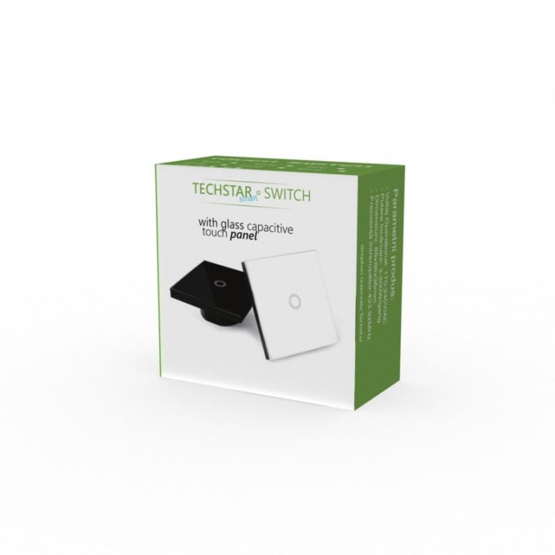 Casa si Gradina - Electrice - Distributie electrica si comanda - Intrerupatoare - Intrerupator Touch Techstar® TG02, Sticla Securizata, Design Modern, Iluminare LED, 1 Faza, Gri - Infinity.ro