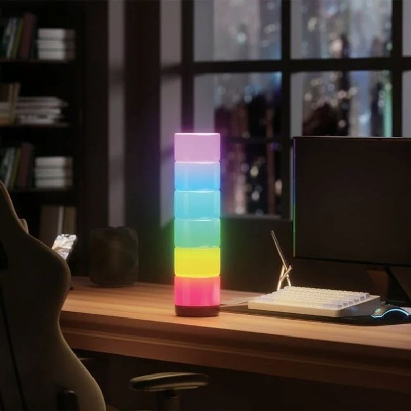 TV, Audio-Video si Foto - Audio profesionale - Echipamente de lumini - Set 6 lumini led RGB, Asezare tip coloana, Telecomanda, 39cm - Infinity.ro