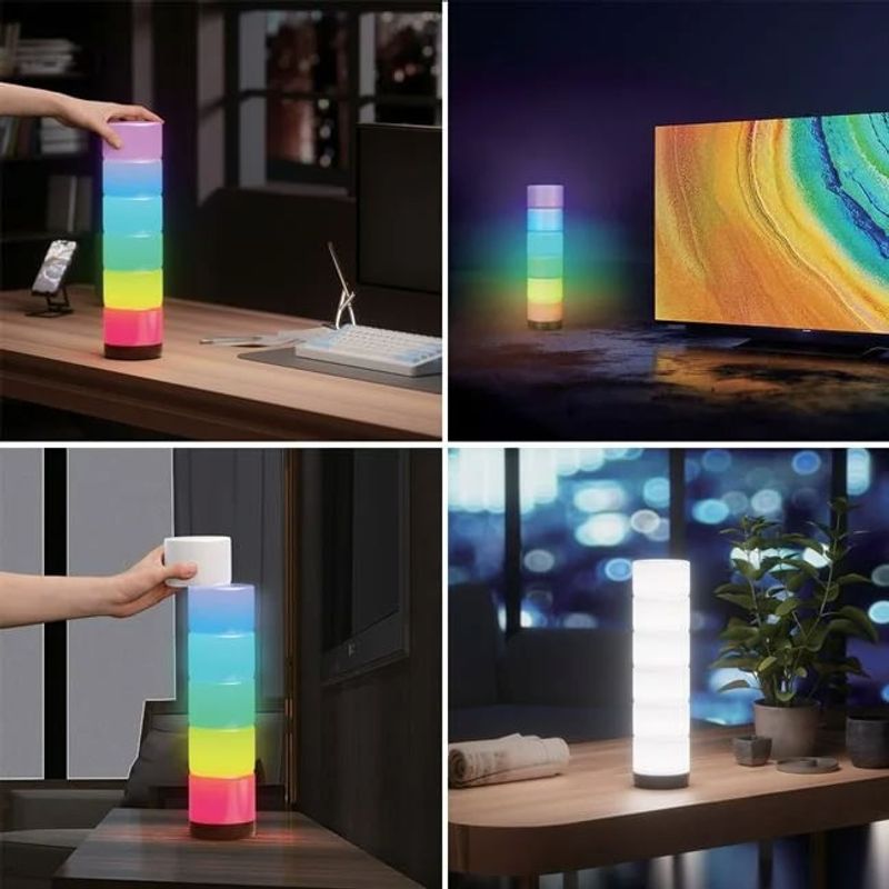 TV, Audio-Video si Foto - Audio profesionale - Echipamente de lumini - Set 6 lumini led RGB, Asezare tip coloana, Telecomanda, 39cm - Infinity.ro
