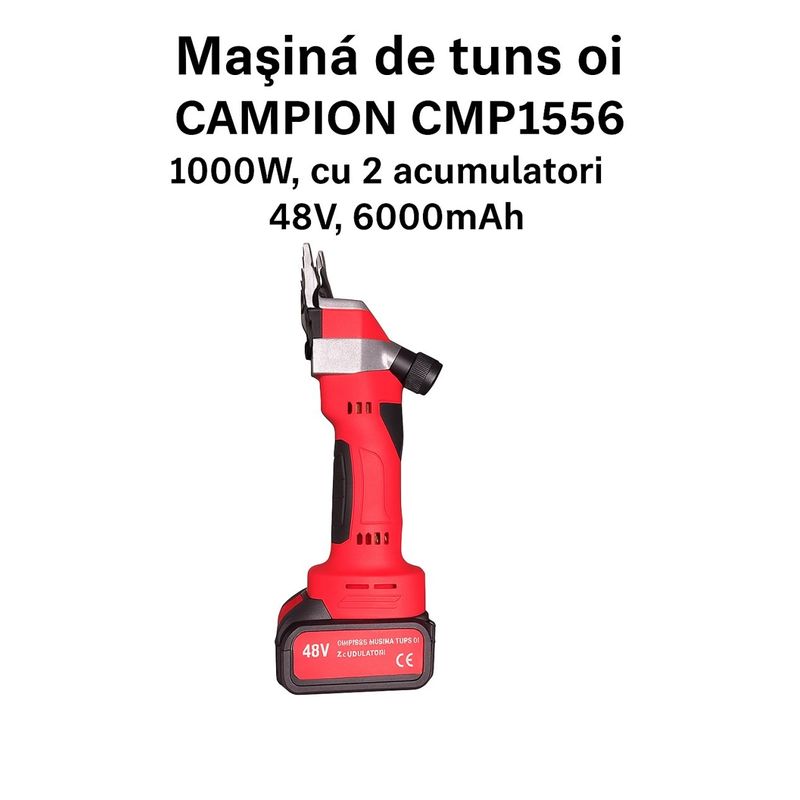 Petshop/Ingrijire si Igiena/Aparate de ingrijire/Aparate tuns animale - Masina de tuns oi, Campion CMP1556, 1000W, cu 2 acumulatori 48V, 6000mAh, fara fir, Albastru - Infinity.ro