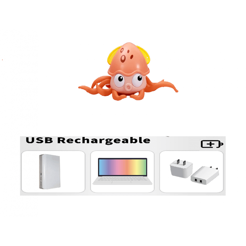 Jucarii, Copii si Bebe - Jucarii si jocuri - Jucarii bebelusi - Jucarii interactive bebelusi - Jucarie interactiva Caracatita, sunete, lumini, se misca si canta, senzori obstacole, inductie, USB, 3 ani+,  Edujucarii - Infinity.ro