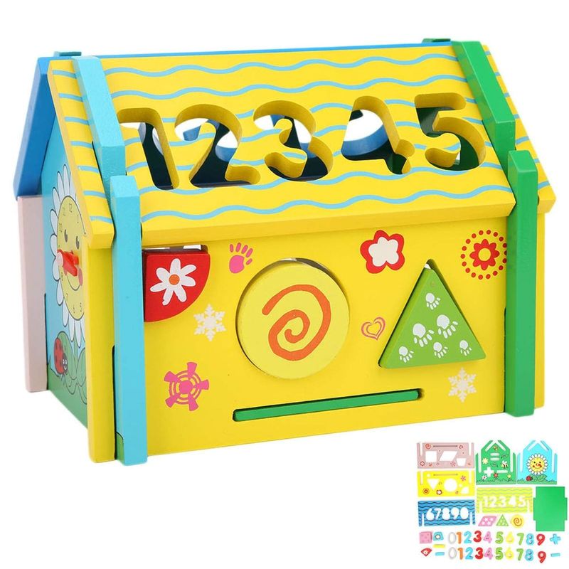 Jucarii, Copii si Bebe - Jucarii si jocuri - Jucarii & jocuri educative - Jucarii interactive - Casuta Sortatoare de Forme Geometrice si Cifre, Operatii matematice, Ceas,  5 activitati educative, Montessori, 3 ani +, - Infinity.ro