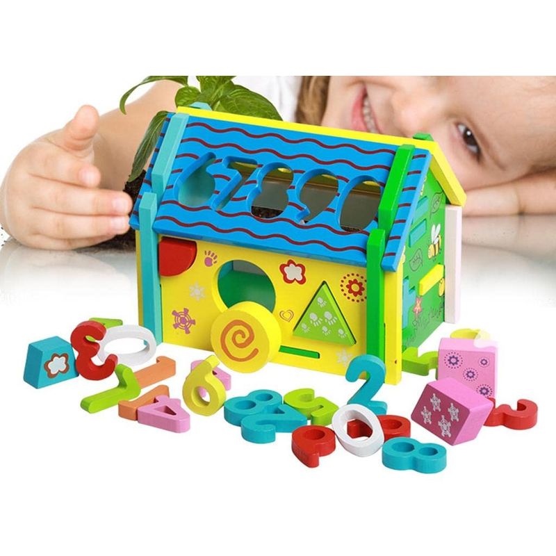 Jucarii, Copii si Bebe - Jucarii si jocuri - Jucarii & jocuri educative - Jucarii interactive - Casuta Sortatoare de Forme Geometrice si Cifre, Operatii matematice, Ceas,  5 activitati educative, Montessori, 3 ani +, - Infinity.ro