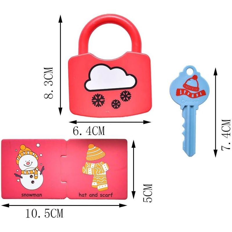 Jucarii, Copii si Bebe - Jucarii si jocuri - Jucarii & jocuri educative - Jucarii interactive - Set 6  Lacate, 6 chei, cartonase de asociere imagini diverse, Broscuta, Norisori, Cuvinte, 18 piese, 3 ani +, Edujucarii - Infinity.ro