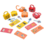 Jucarii, Copii si Bebe - Jucarii si jocuri - Jucarii & jocuri educative - Jucarii interactive - Set 6  Lacate, 6 chei, cartonase de asociere imagini diverse, Broscuta, Norisori, Cuvinte, 18 piese, 3 ani +, Edujucarii - Infinity.ro