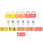 Jucarii, Copii si Bebe - Jucarii si jocuri - Jucarii & jocuri educative - Jucarii interactive - Set 6  Lacate, 6 chei, cartonase de asociere imagini diverse, Broscuta, Norisori, Cuvinte, 18 piese, 3 ani +, Edujucarii - Infinity.ro