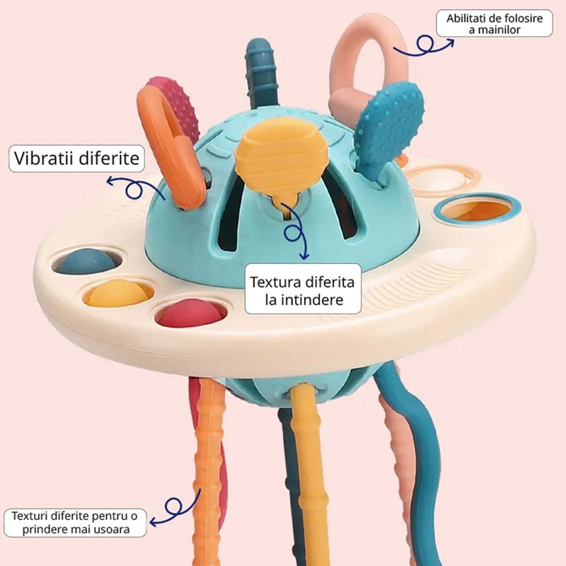 Jucarii, Copii si Bebe - Jucarii si jocuri - Jucarii bebelusi - Jucarii pentru dentitie - Jucarie Montessori pentru bebelusi, invatare timpurie, dezvoltare senzoriala, dentitie fara BPA, 1-3 ani, multicolor - Infinity.ro
