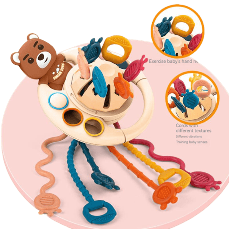 Jucarii, Copii si Bebe - Jucarii si jocuri - Jucarii bebelusi - Jucarii interactive bebelusi - Jucarie educationala invatare timpurie bebelusi, dezvoltare senzoriala, dentitie fara BPA, ursulet brun, Edujucarii - Infinity.ro