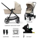 Jucarii, Copii si Bebe - Carucioare si articole de transport - Carucioare - Carucioare 3 in 1 - Carucior Kinderkraft Newly, 4 In 1, Sand Beige - Infinity.ro