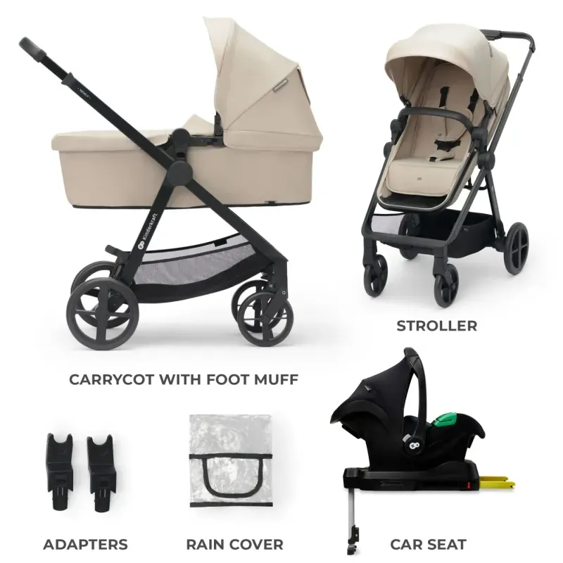 Jucarii, Copii si Bebe - Carucioare si articole de transport - Carucioare - Carucioare 3 in 1 - Carucior Kinderkraft Newly, 4 In 1, Sand Beige - Infinity.ro