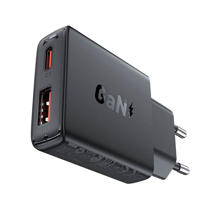 Laptop, Telefoane si Tablete - Telefoane mobile si accesorii - Accesorii Telefoane - Incarcatoare telefoane - Incarcator Type-C, USB, pentru Priza, PD30W, GaN - Acefast (A69) - Black - Infinity.ro