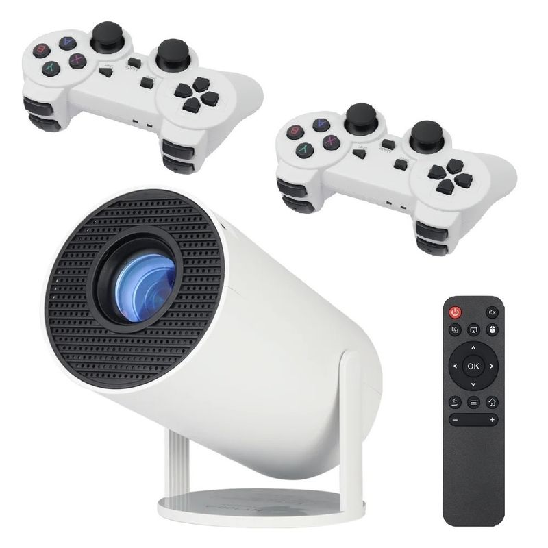 TV, Audio-Video si Foto - Videoproiectoare si accesorii - Videoproiectoare - Set cu proiector de jocuri 3D, X10 Plus, 2 controlere, 4K, 60W, 5G Wi-Fi, 10.1x10.35cm, alb - Infinity.ro