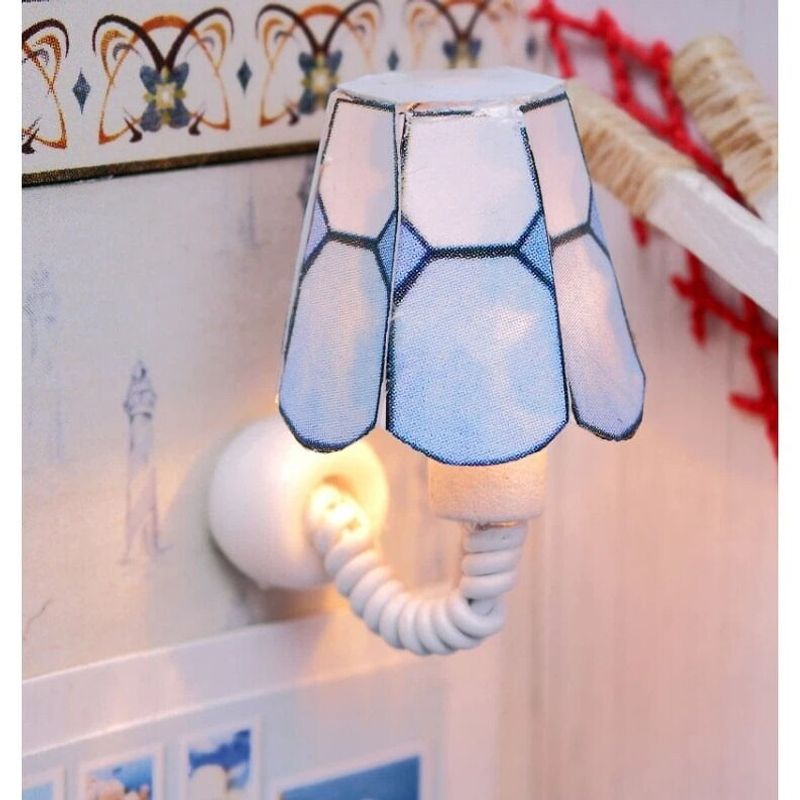Jucarii, Copii si Bebe - Jucarii si jocuri - Papusi si accesorii - Casute de papusi si mobilier - Kit DIY Casuta din lemn, de asamblat, pentru copii, cu mobilier, accesorii si lumina LED, 14.6x10.5x12.2 cm, multicolor - Infinity.ro