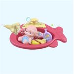 Jucarii, Copii si Bebe - Jucarii si jocuri - Jucarii bebelusi - Jucarii de baie - Set de joaca pentru copii 3+ ani, cu cadita in forma de peste, bebelus si accesorii baie, stropeste cu apa, 34x34 cm - Infinity.ro