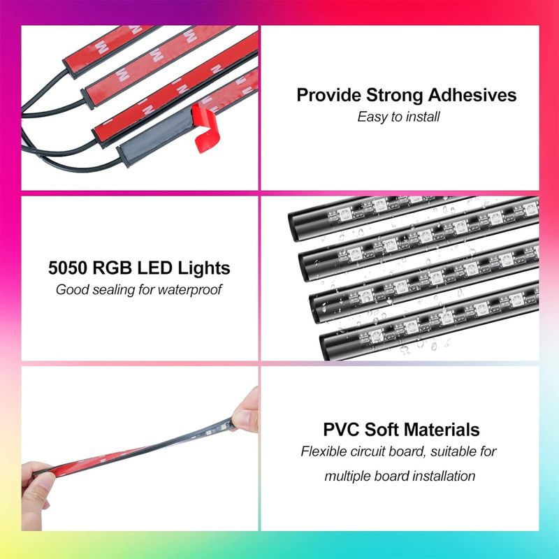 Auto si Moto - Electrice auto - Iluminare si semnalizare - Lumini ambientale - Banda LED auto cu control din aplicatie, culori RGB, lumini ambientale in interiorul masinii - Infinity.ro