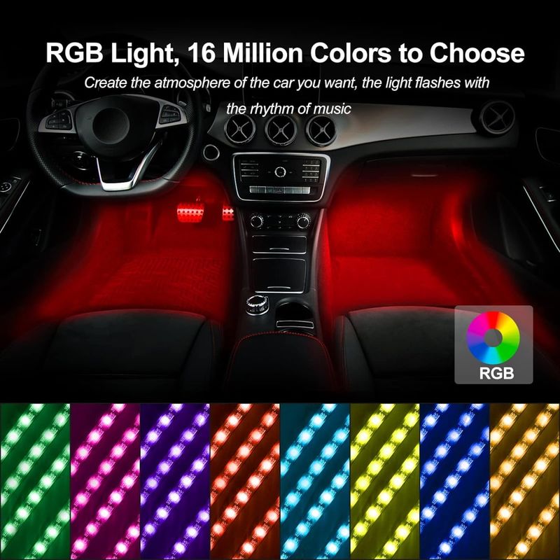 Auto si Moto - Electrice auto - Iluminare si semnalizare - Lumini ambientale - Banda LED auto cu control din aplicatie, culori RGB, lumini ambientale in interiorul masinii - Infinity.ro