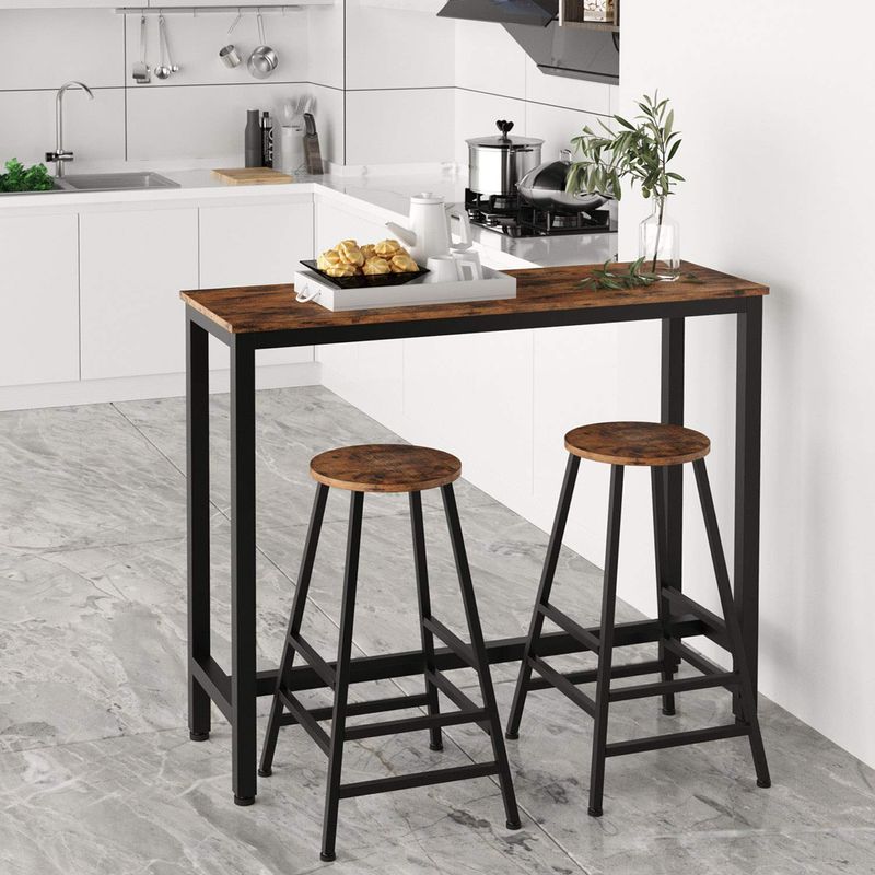 Casa si Gradina - Mobilier - Scaune si fotolii - Scaune - Set 2 scaune bar Hogland, negru si stejar antichizat, 40x40x71 cm - Infinity.ro