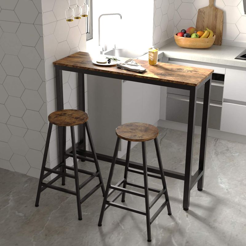 Casa si Gradina - Mobilier - Scaune si fotolii - Scaune - Set 2 scaune bar Hogland, negru si stejar antichizat, 40x40x71 cm - Infinity.ro