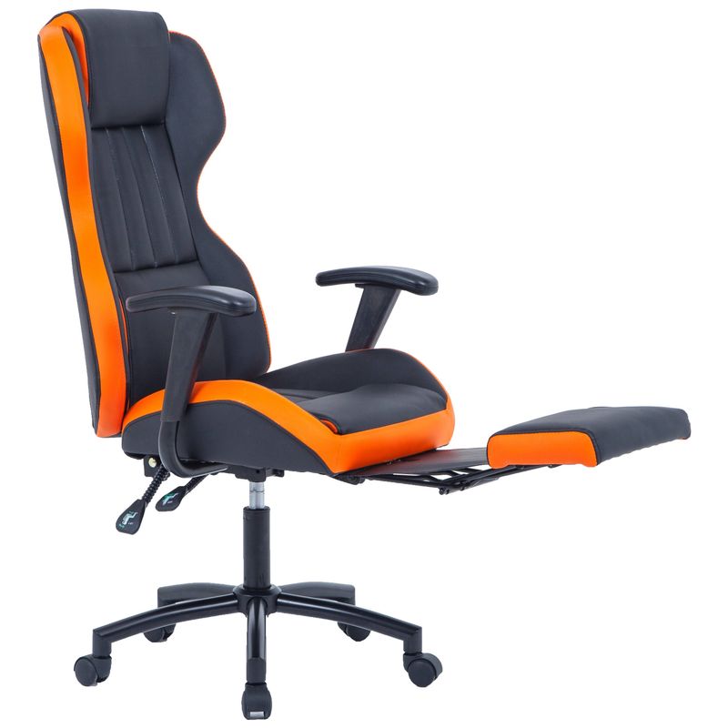 PC, gaming si accesorii - Gaming - Accesorii gaming - Scaune gaming - Scaun de birou directorial US77 Kronos, negru si portocaliu, 65x64x114-122 cm - Infinity.ro