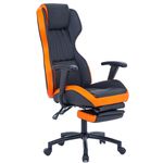 PC, gaming si accesorii - Gaming - Accesorii gaming - Scaune gaming - Scaun de birou directorial US77 Kronos, negru si portocaliu, 65x64x114-122 cm - Infinity.ro