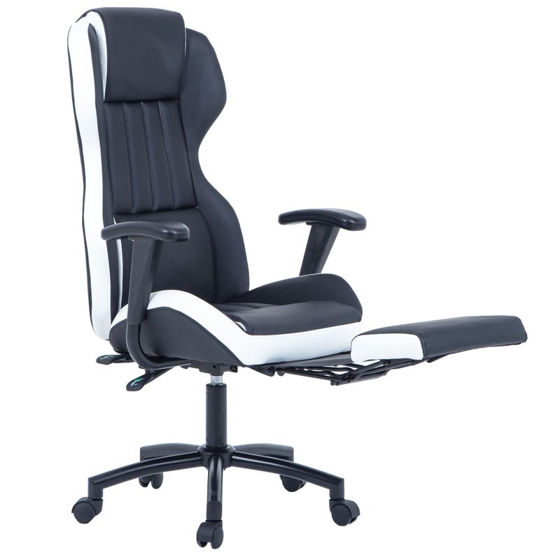 Casa si Gradina - Mobilier - Scaune si fotolii - Scaune - Scaun de birou directorial US77 Kronos, negru si alb, 65x64x114-122 cm - Infinity.ro