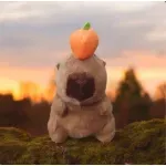 Jucarii, Copii si Bebe - Jucarii si jocuri - Jucarii de plus - Jucarie din plus Capybara, cu dovlecel pe cap, destinata copiilor peste 3 ani, 24cm, culoare maro Cadoul perfect ABYZ - Infinity.ro