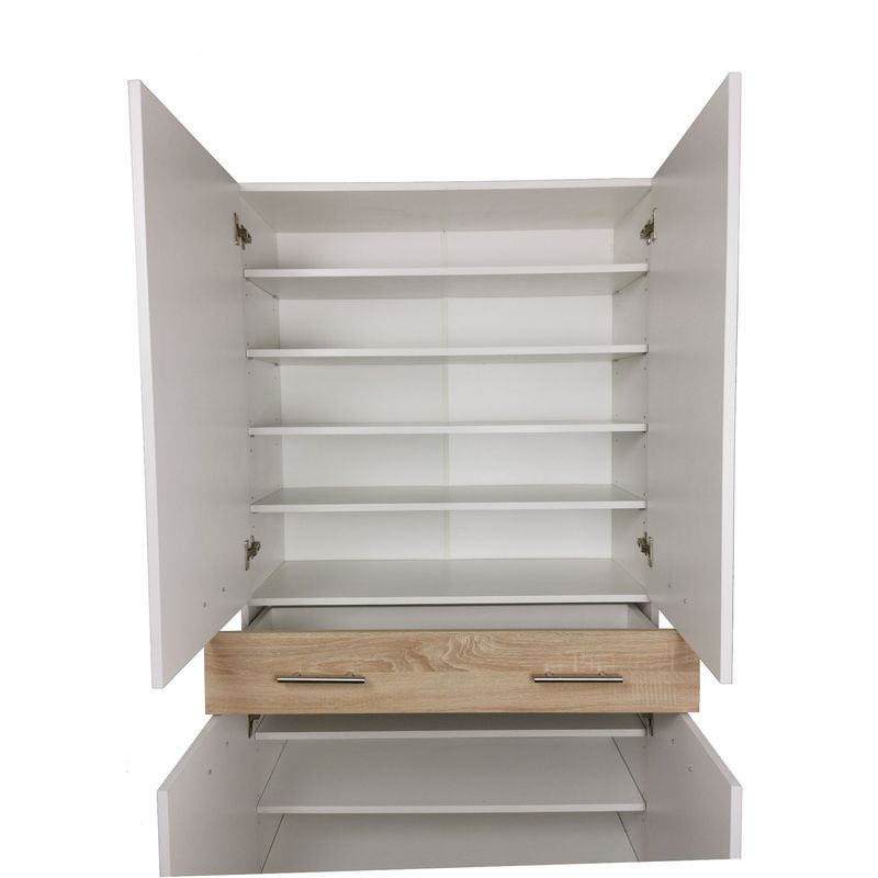 Casa si Gradina - Mobilier - Dulapuri si sifoniere - Dulapuri - Dulap sau pantofar Zaragosa, stejar alb si alb, 90x35x195 cm - Infinity.ro