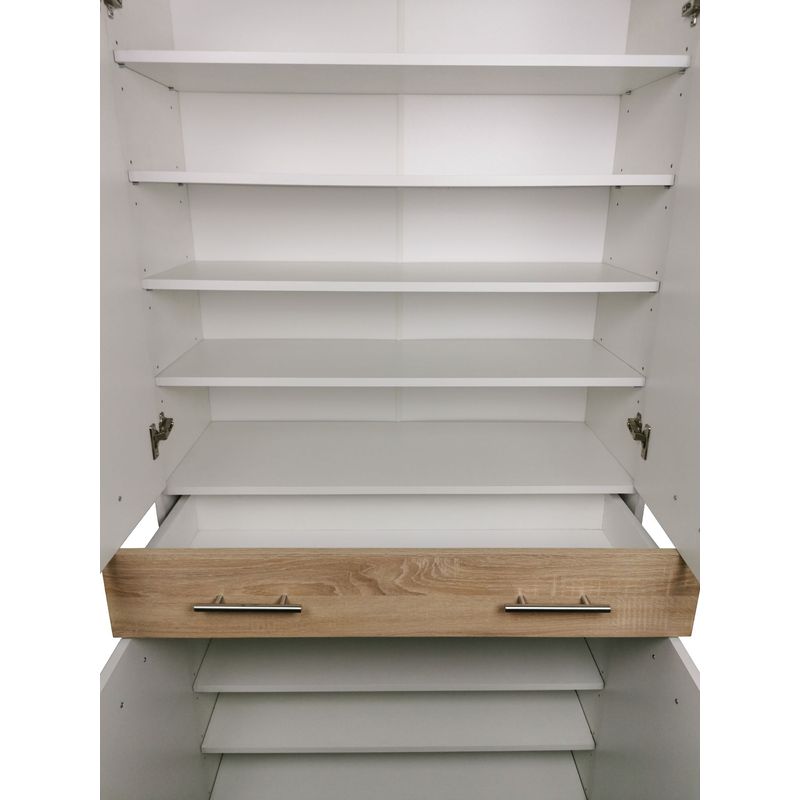 Casa si Gradina - Mobilier - Dulapuri si sifoniere - Dulapuri - Dulap sau pantofar Zaragosa, stejar alb si alb, 90x35x195 cm - Infinity.ro