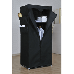 Dulap textil portabil cu 1 fermoar, negru, 70x46x154 cm