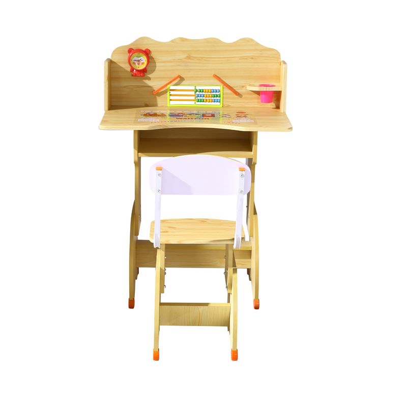 Casa si Gradina - Mobilier - Mese si birouri - Birouri - Set birou copii, natur, 75x48x102-105 cm - Infinity.ro