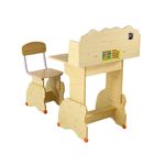 Casa si Gradina - Mobilier - Mese si birouri - Birouri - Set birou copii, natur, 75x48x102-105 cm - Infinity.ro