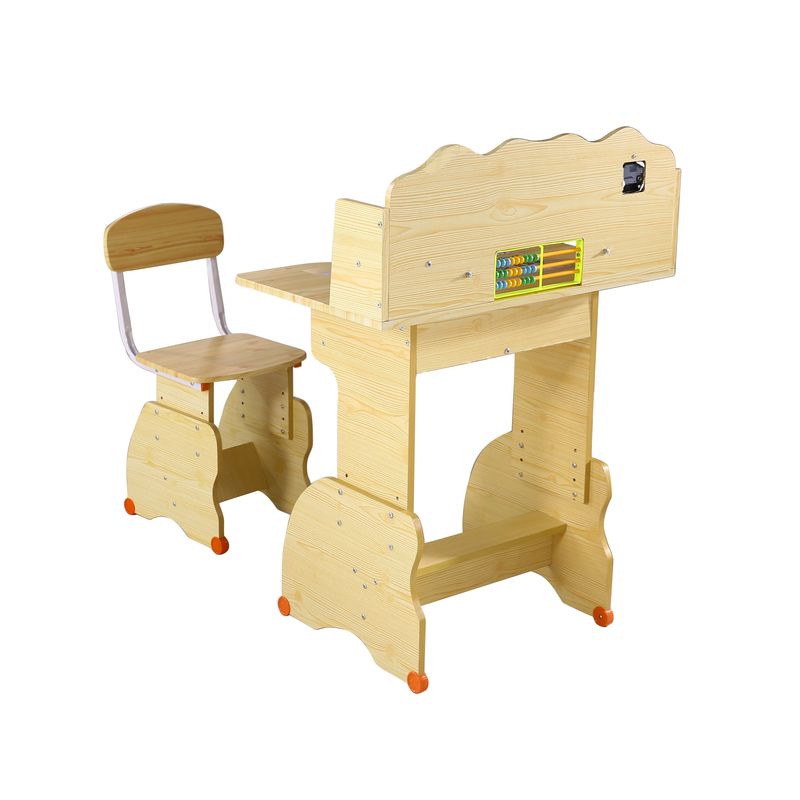 Casa si Gradina - Mobilier - Mese si birouri - Birouri - Set birou copii, natur, 75x48x102-105 cm - Infinity.ro