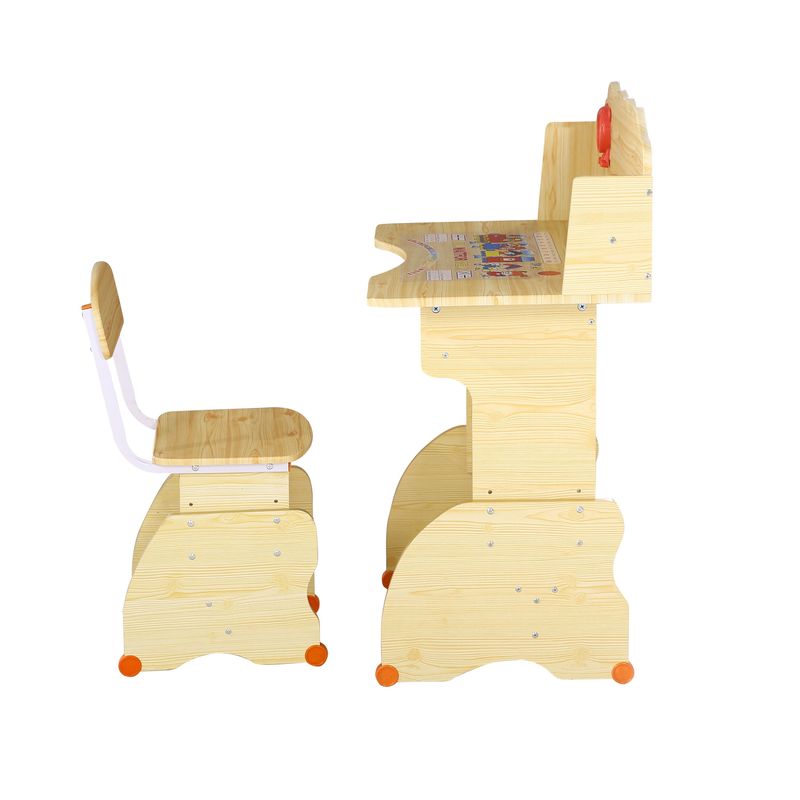 Casa si Gradina - Mobilier - Mese si birouri - Birouri - Set birou copii, natur, 75x48x102-105 cm - Infinity.ro