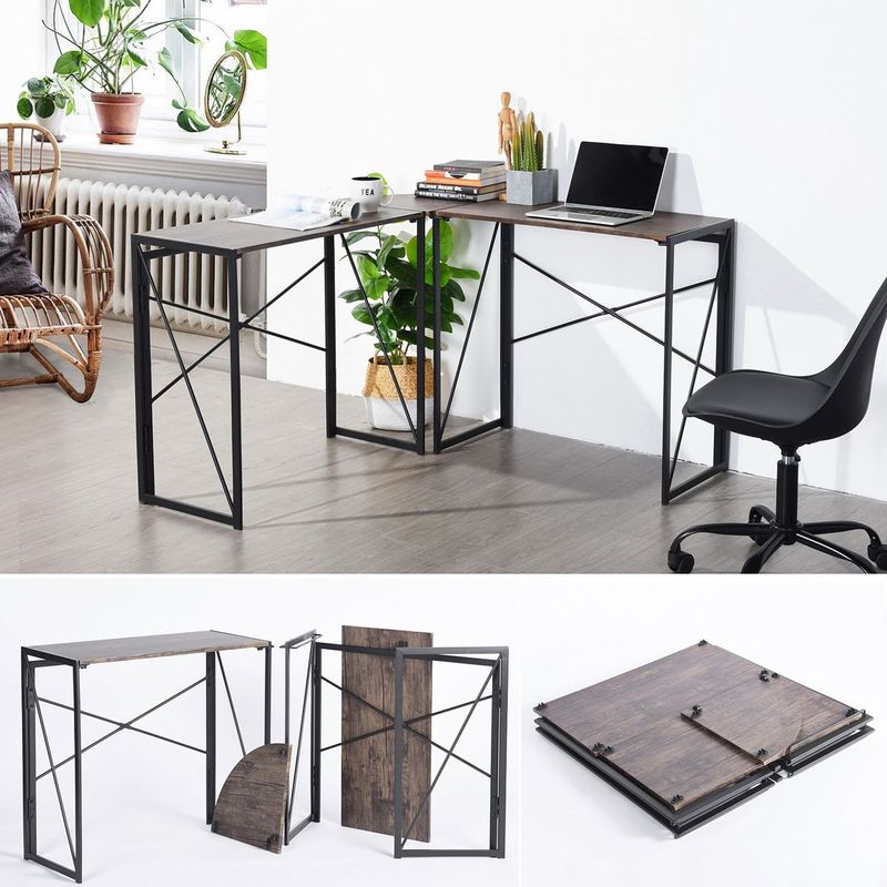 Casa si Gradina - Mobilier - Mese si birouri - Birouri - Birou colt, negru si wenge, 38x119.5x75 cm - Infinity.ro