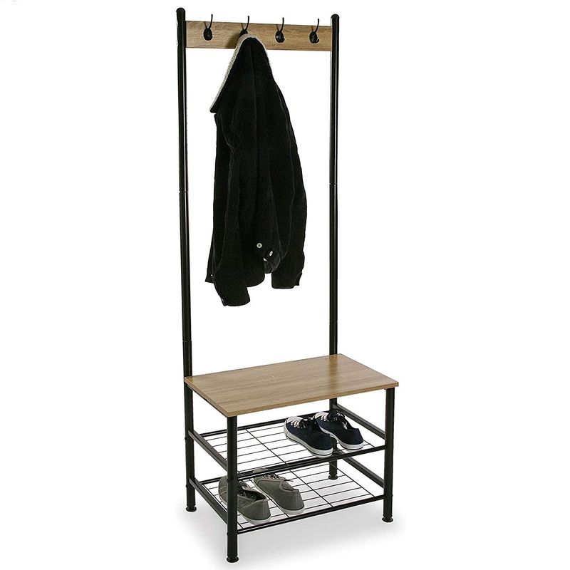 Casa si Gradina - Mobilier - Organizare si depozitare - Cuiere - Cuier si suport pantofi Skalo, negru, 60x40x175 cm, - Infinity.ro